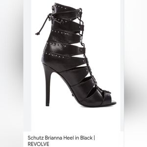 Schutz Brianna Heel Lace-up Studded Peep Toe Booties 7.5B